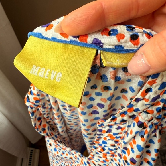 Maeve Red and Blue Relaxed Notched Collar Blouse - Picture 3 of 3